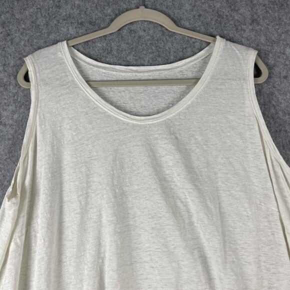 Eileen Fisher Linen Top Womens 1X White Asymmetrical Beachy Lagenlook Coastal - Picture 2 of 13